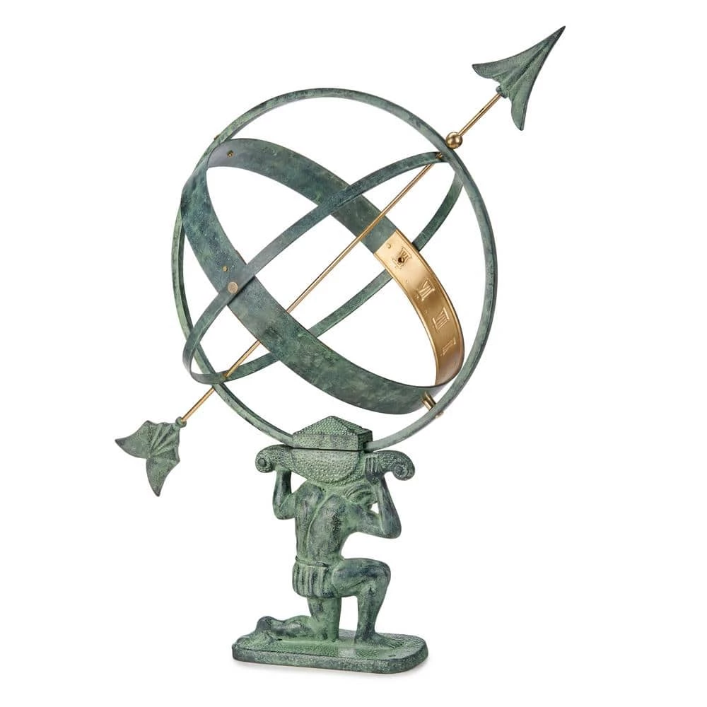 Good Directions 28 in. Verdigris Atlas Armillary Sundial with Brass Accents 4 Good Directions 28 in. Verdigris Atlas Armillary Sundial with Brass Accents - Image 2