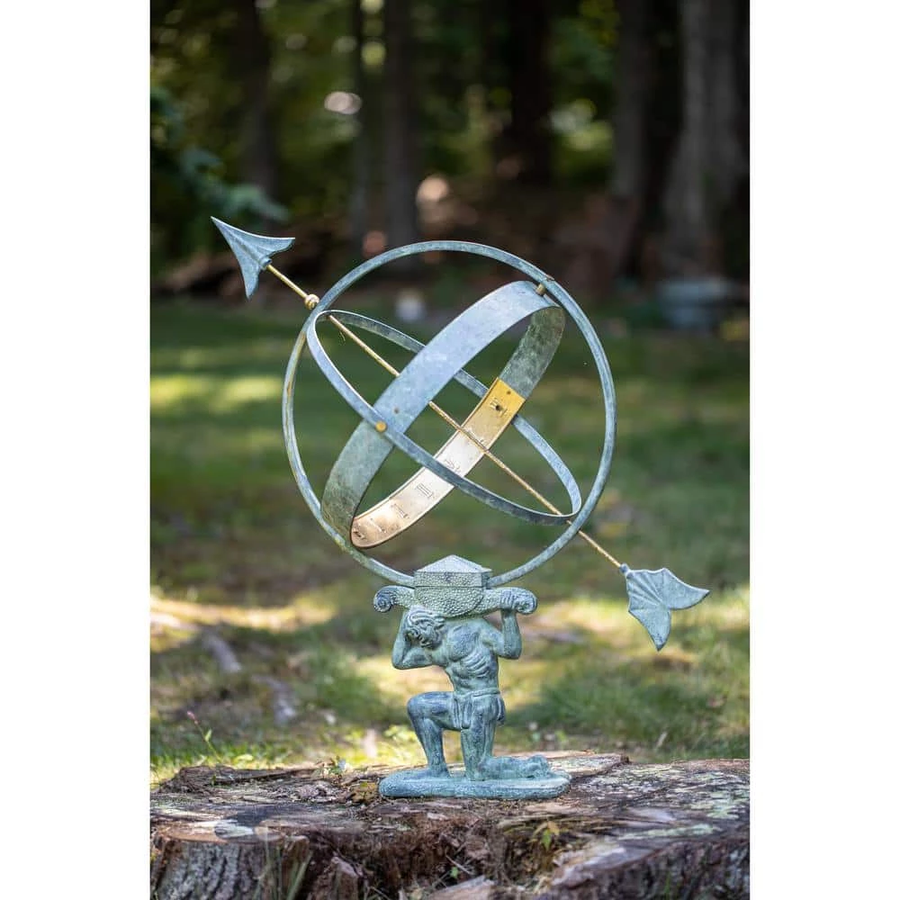 Good Directions 28 in. Verdigris Atlas Armillary Sundial with Brass Accents 8 Good Directions 28 in. Verdigris Atlas Armillary Sundial with Brass Accents - Image 6