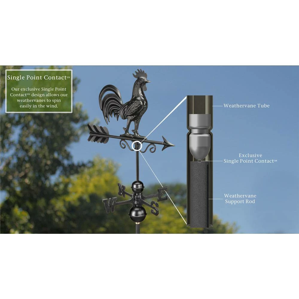Good Directions Bantam Rooster Weathervane 1975K - Black 10 Good Directions Bantam Rooster Weathervane 1975K - Black - Image 8