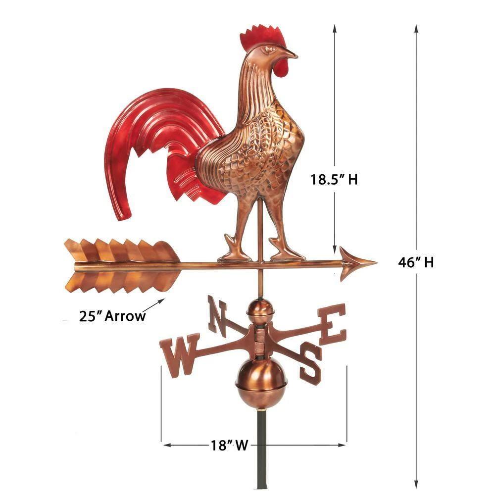 Good Directions Rooster Weathervane - Pure Copper Hand Finished Multi-Color Patina 10 Good Directions Rooster Weathervane - Pure Copper Hand Finished Multi-Color Patina - Image 8