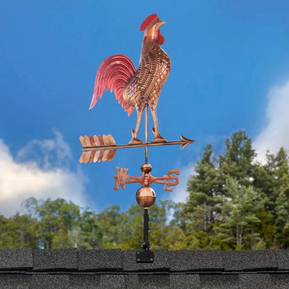 Good Directions Large Rooster Weathervane - Pure Copper Hand Finished Multi-Color Patina 9 Good Directions Large Rooster Weathervane - Pure Copper Hand Finished Multi-Color Patina - Image 7