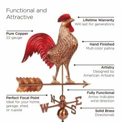 Good Directions Large Rooster Weathervane - Pure Copper Hand Finished Multi-Color Patina 19 Good Directions Large Rooster Weathervane - Pure Copper Hand Finished Multi-Color Patina -Cheap Good Directions Store good directions weathervanes 515red 44 1000