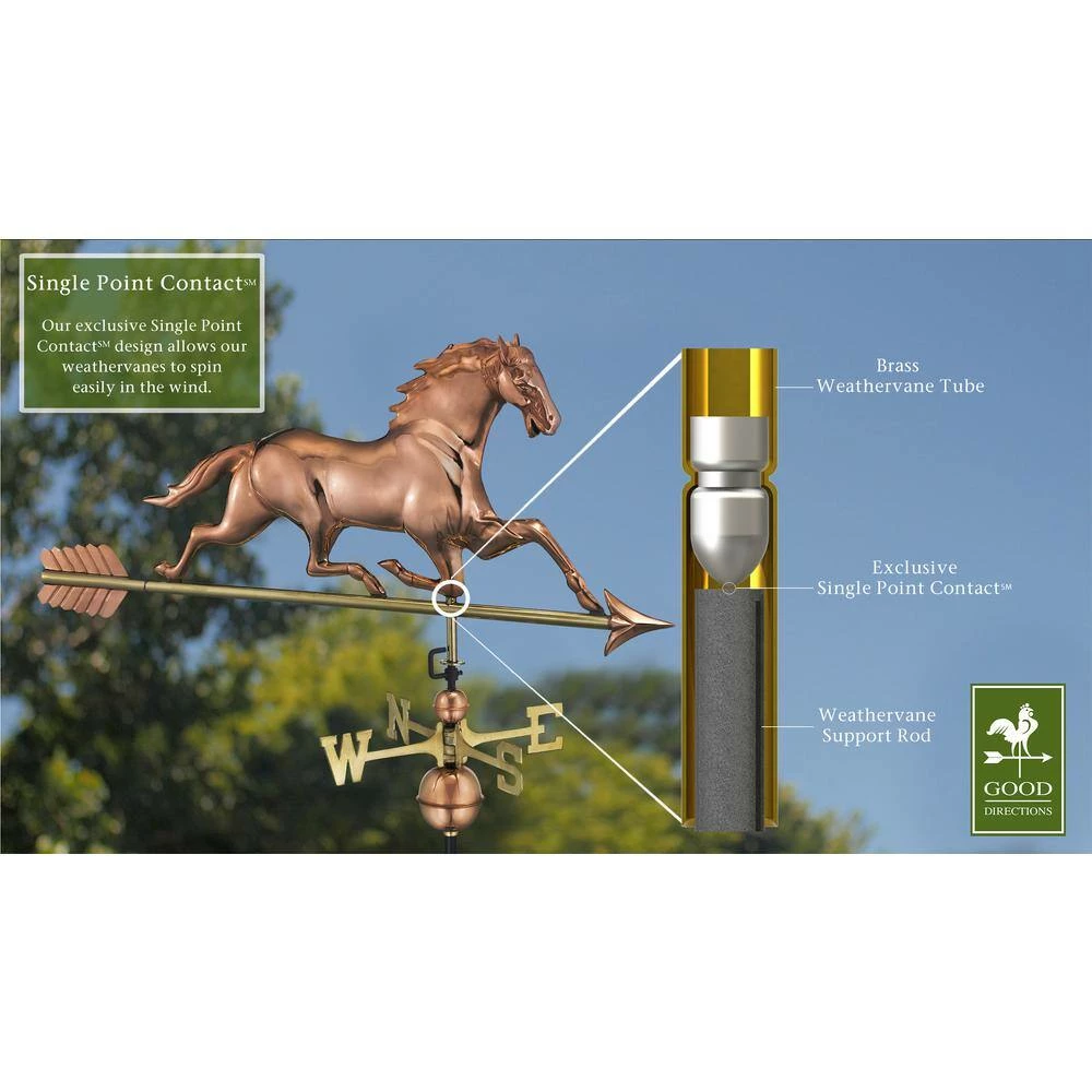 Good Directions Horse Weathervane with Arrow - Pure Copper 6 Good Directions Horse Weathervane with Arrow - Pure Copper - Image 4