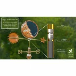 Good Directions Stained Glass Moon Weathervane - Pure Copper 10 Good Directions Stained Glass Moon Weathervane - Pure Copper -Cheap Good Directions Store good directions weathervanes 678p 40 1000