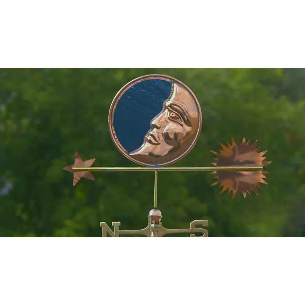 Good Directions Stained Glass Moon Weathervane - Pure Copper 8 Good Directions Stained Glass Moon Weathervane - Pure Copper - Image 6
