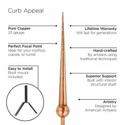 Good Directions 28" Gawain Pure Copper Rooftop Finial with Roof Mount 8 Good Directions 28" Gawain Pure Copper Rooftop Finial with Roof Mount -Cheap Good Directions Store good directions weathervanes 707 c3 1000