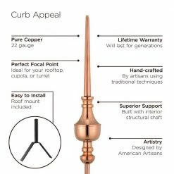 Good Directions 27" Victoria Pure Copper Rooftop Finial with Roof Mount 7 Good Directions 27" Victoria Pure Copper Rooftop Finial with Roof Mount -Cheap Good Directions Store good directions weathervanes 742 c3 1000