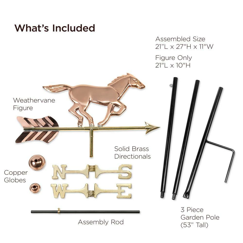 Good Directions Horse Garden Weathervane - Pure Copper with Garden Pole 6 Good Directions Horse Garden Weathervane - Pure Copper with Garden Pole - Image 4