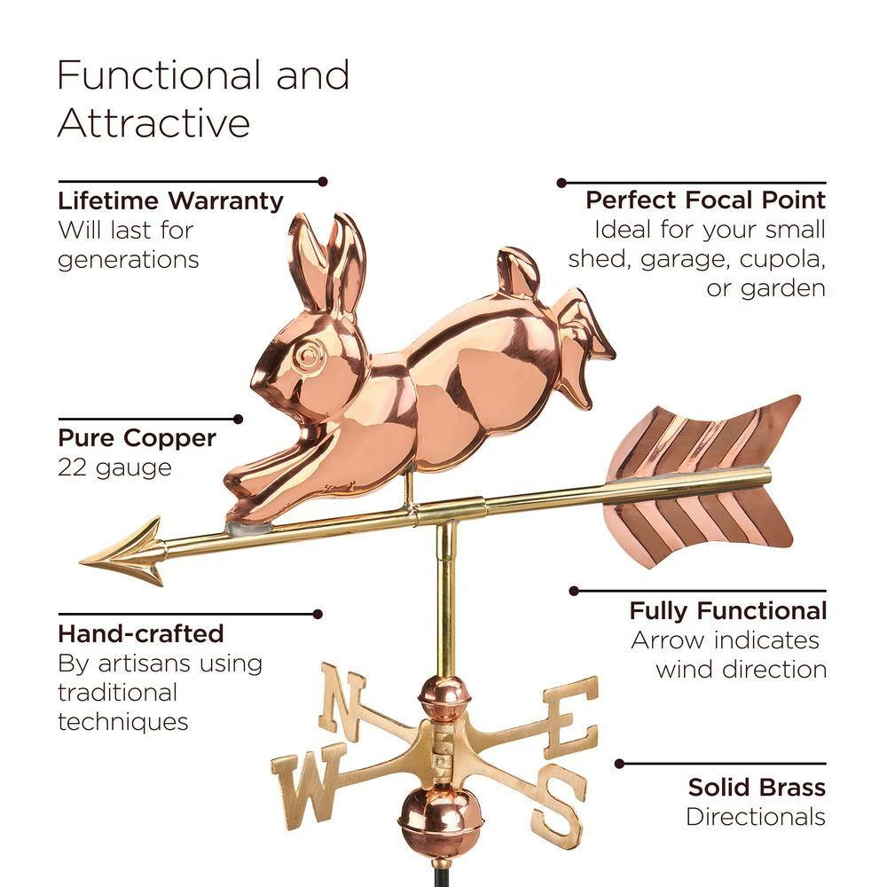 Good Directions Rabbit Cottage Weathervane - Copper with Roof Mount 6 Good Directions Rabbit Cottage Weathervane - Copper with Roof Mount - Image 4