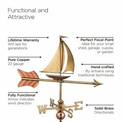 Good Directions Sailboat Garden Weathervane - Pure Copper with Garden Pole 11 Good Directions Sailboat Garden Weathervane - Pure Copper with Garden Pole -Cheap Good Directions Store good directions weathervanes 8803pg 4f 1000