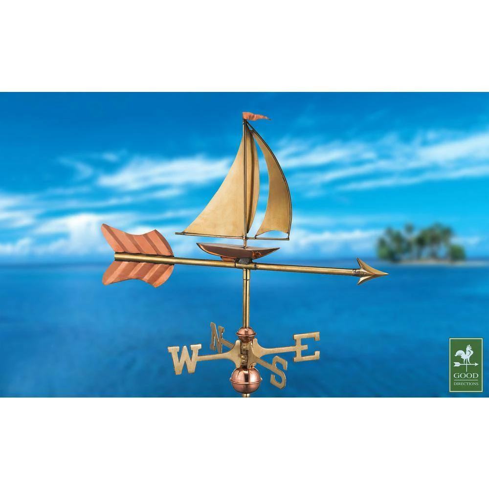 Good Directions Sailboat Cottage Weathervane - Pure Copper with Roof Mount 7 Good Directions Sailboat Cottage Weathervane - Pure Copper with Roof Mount - Image 5