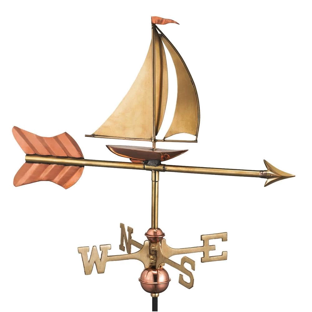 Good Directions Sailboat Cottage Weathervane - Pure Copper with Roof Mount 3 Good Directions Sailboat Cottage Weathervane - Pure Copper with Roof Mount