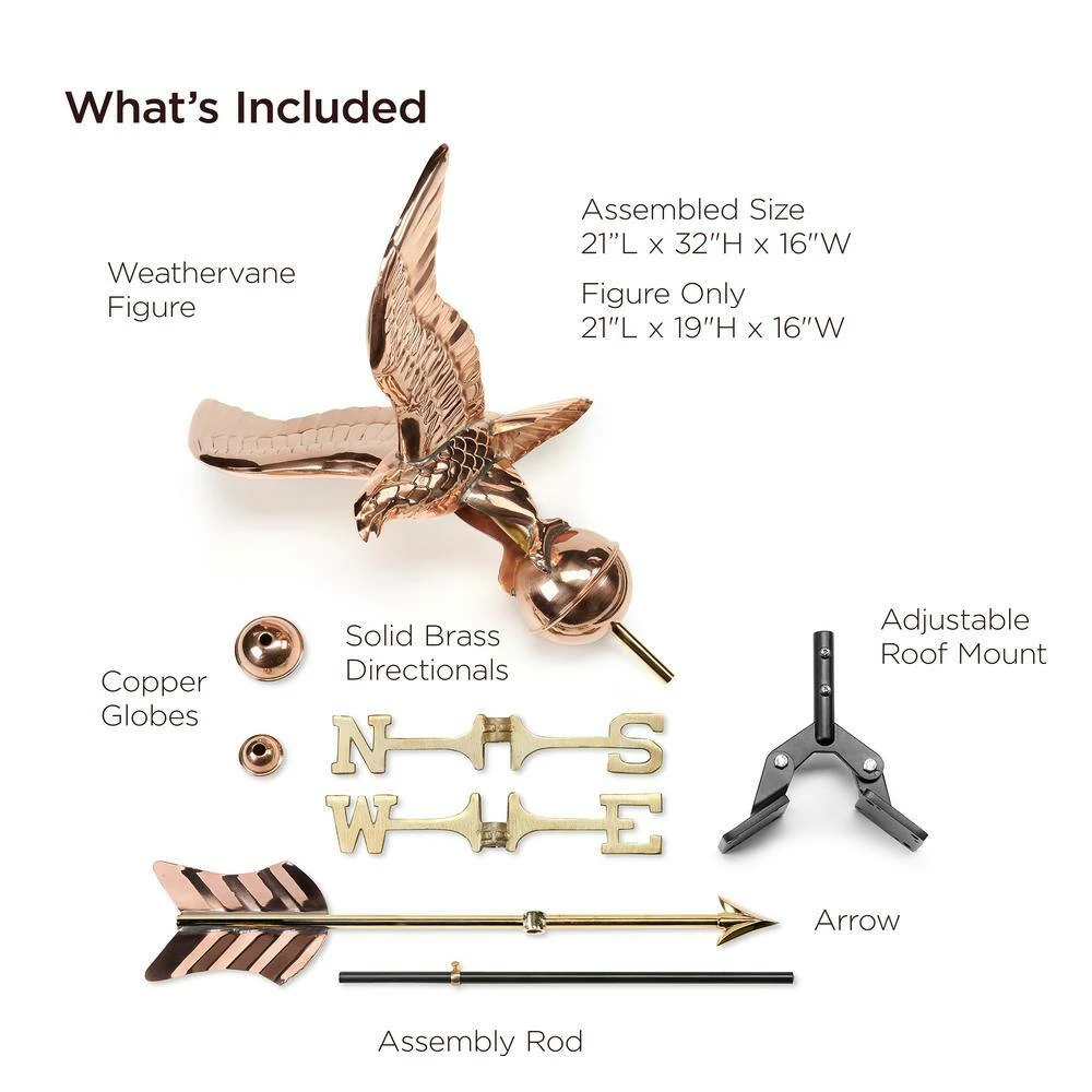 Good Directions Eagle Cottage Weathervane - Pure Copper with Roof Mount 6 Good Directions Eagle Cottage Weathervane - Pure Copper with Roof Mount - Image 4