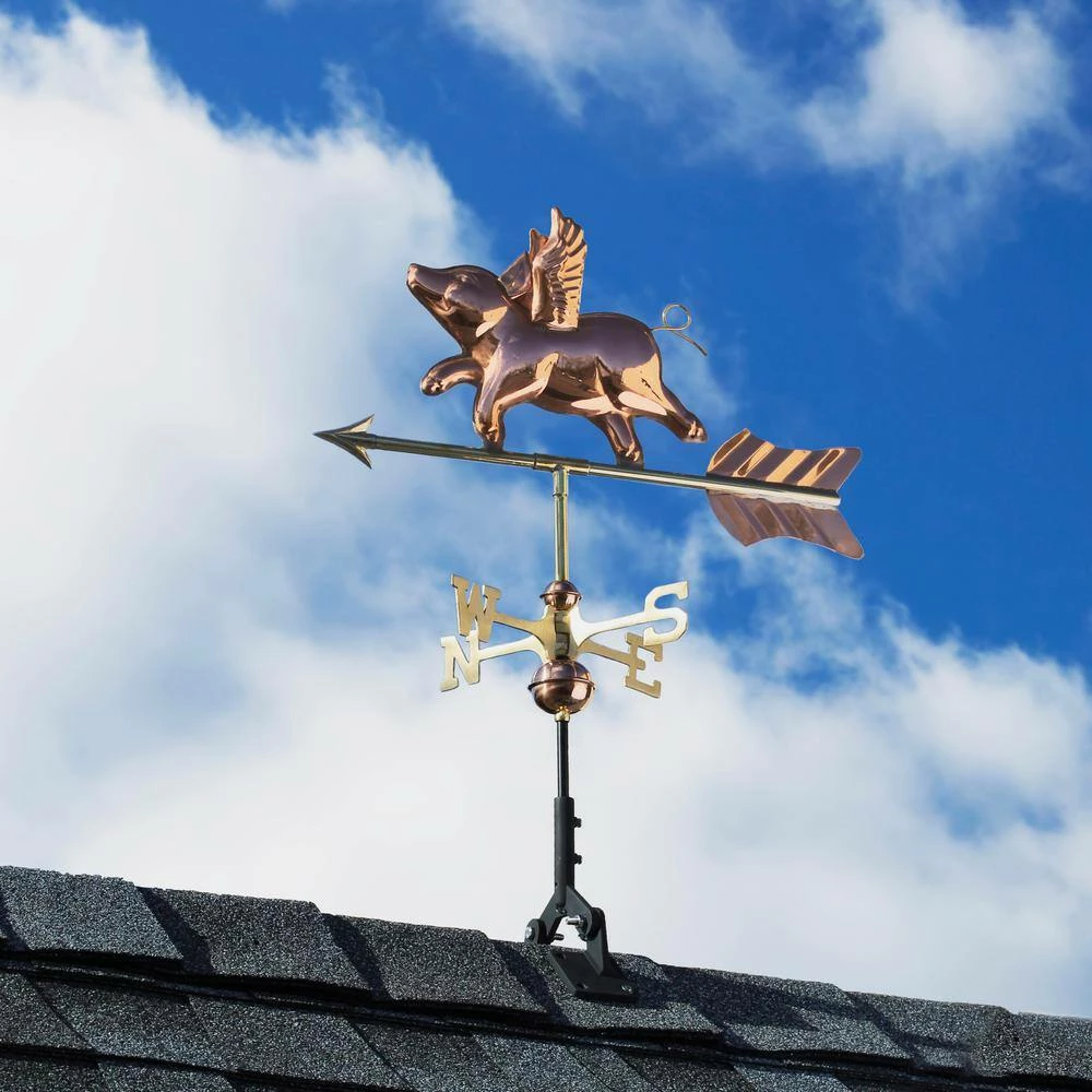 Good Directions Flying Pig Cottage Weathervane - Pure Copper with Roof Mount 8 Good Directions Flying Pig Cottage Weathervane - Pure Copper with Roof Mount - Image 6