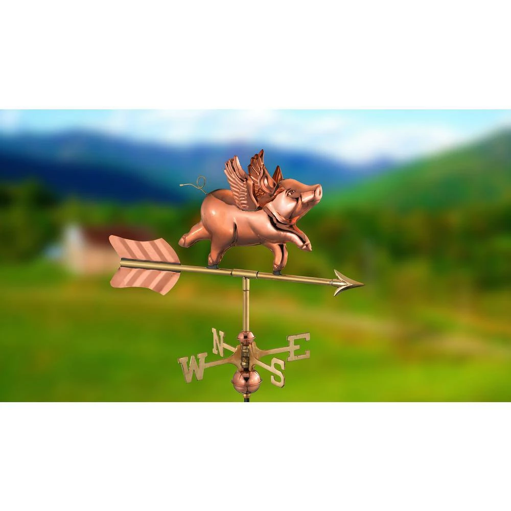 Good Directions Flying Pig Cottage Weathervane - Pure Copper with Roof Mount 5 Good Directions Flying Pig Cottage Weathervane - Pure Copper with Roof Mount - Image 3