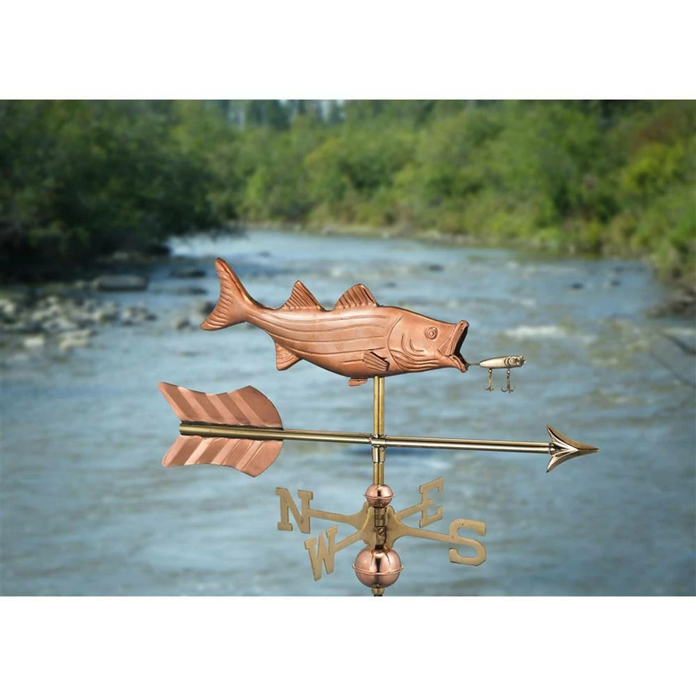 Good Directions Bass with Lure and Arrow Cottage Weathervane-Pure Copper with Roof Mount 7 Good Directions Bass with Lure and Arrow Cottage Weathervane-Pure Copper with Roof Mount - Image 5