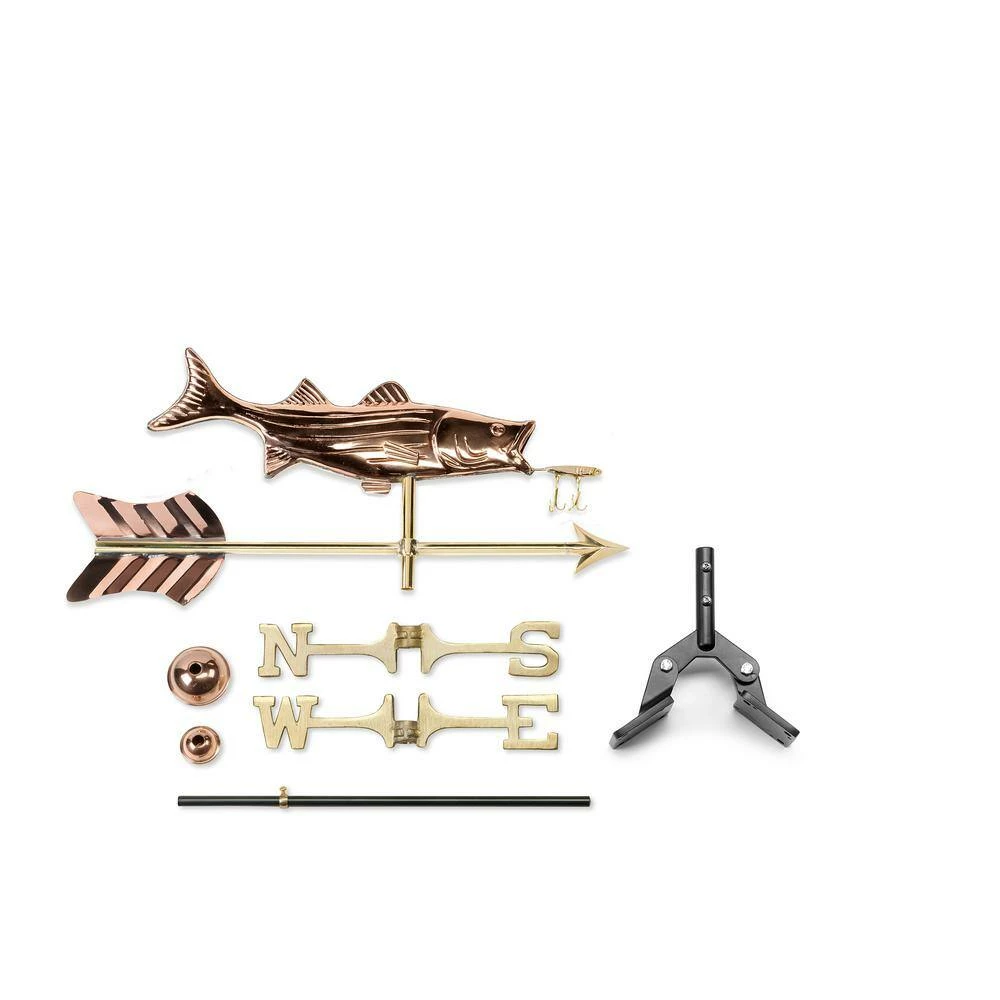 Good Directions Bass with Lure and Arrow Cottage Weathervane-Pure Copper with Roof Mount 4 Good Directions Bass with Lure and Arrow Cottage Weathervane-Pure Copper with Roof Mount - Image 2