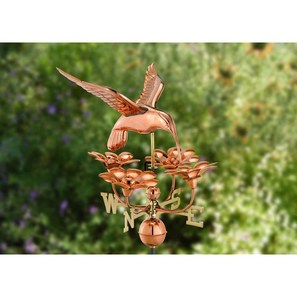 Good Directions Hummingbird with Flowers Weathervane - Pure Copper 7 Good Directions Hummingbird with Flowers Weathervane - Pure Copper - Image 5