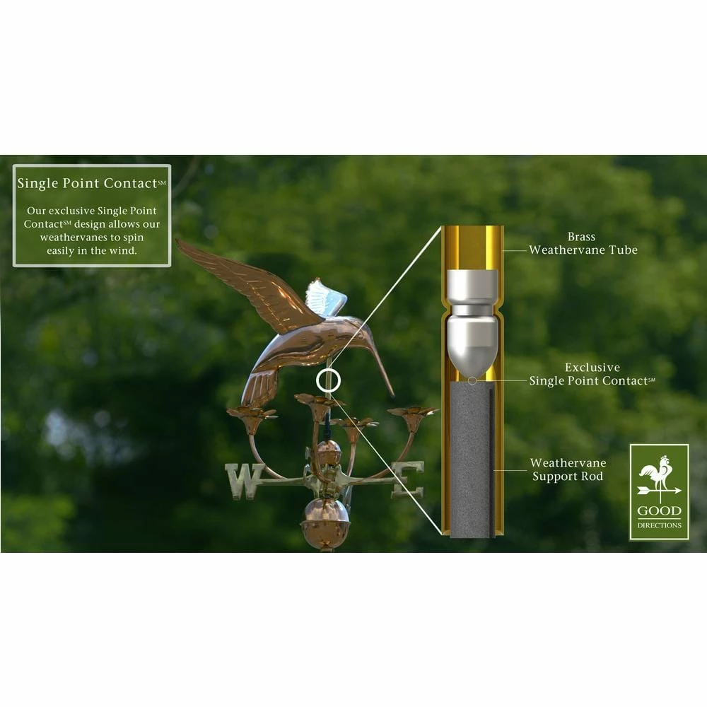 Good Directions Hummingbird with Flowers Weathervane - Pure Copper 5 Good Directions Hummingbird with Flowers Weathervane - Pure Copper - Image 3