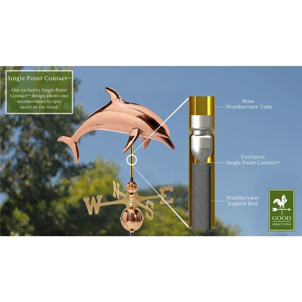 Good Directions Pure Copper Dolphin Weathervane 10 Good Directions Pure Copper Dolphin Weathervane - Image 8