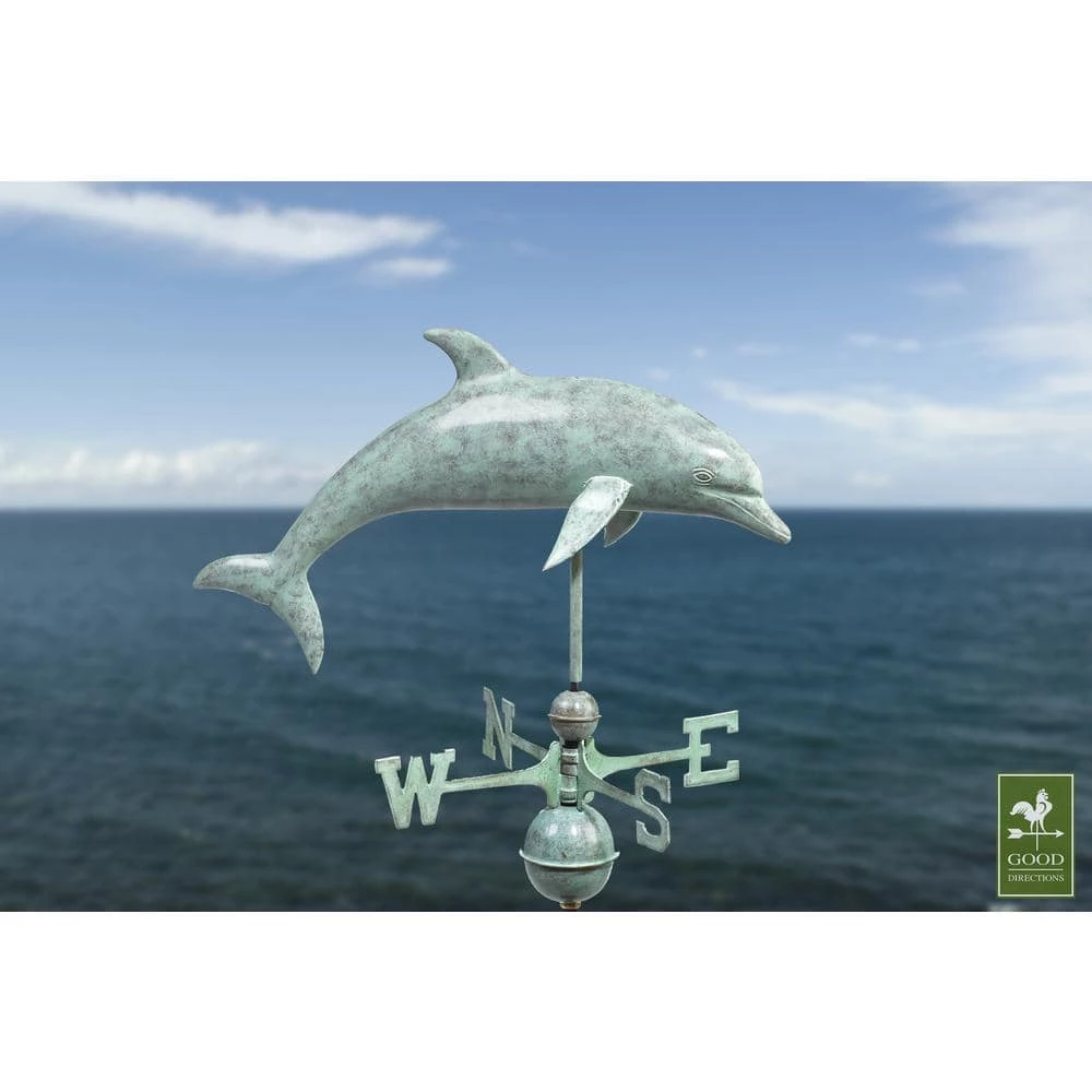Good Directions Dolphin Weathervane - Blue Verde Copper 4 Good Directions Dolphin Weathervane - Blue Verde Copper - Image 2