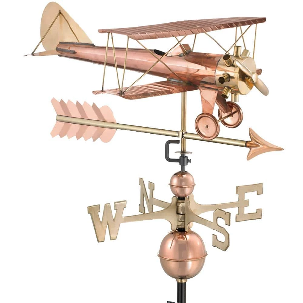Good Directions Biplane with Arrow Weathervane-Pure Copper 3 Good Directions Biplane with Arrow Weathervane-Pure Copper
