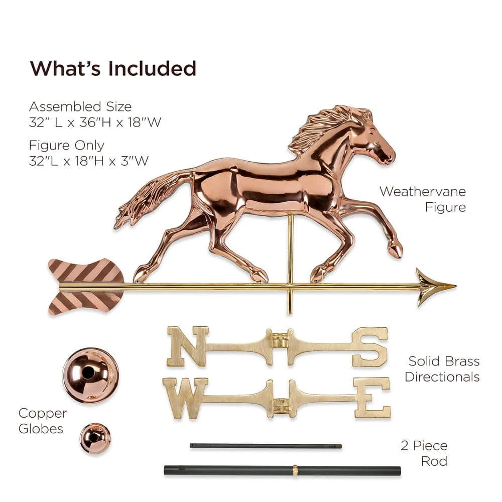 Good Directions Smithsonian Running Horse Weathervane - Pure Copper 7 Good Directions Smithsonian Running Horse Weathervane - Pure Copper - Image 5
