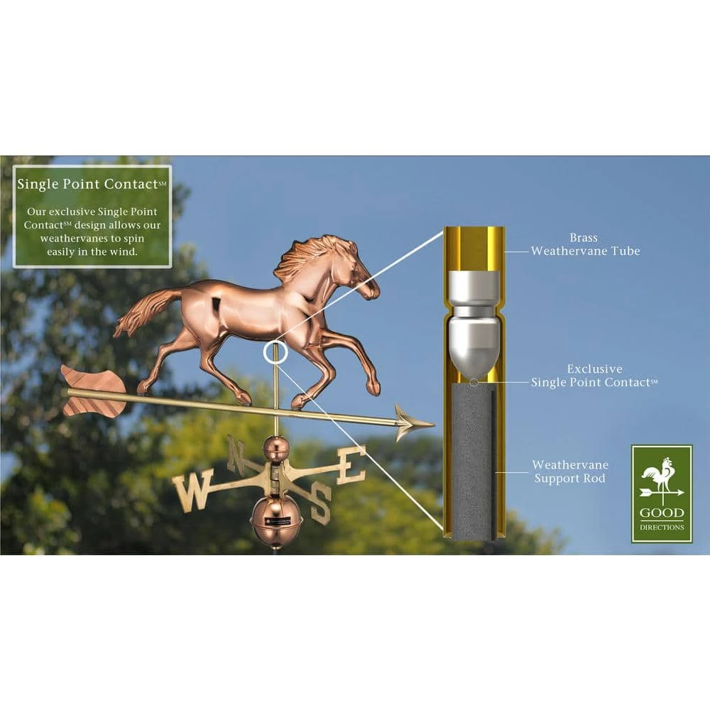Good Directions Smithsonian Running Horse Weathervane - Pure Copper 8 Good Directions Smithsonian Running Horse Weathervane - Pure Copper - Image 6