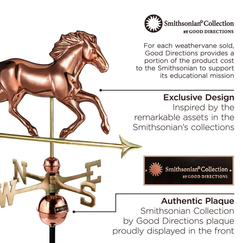 Good Directions Smithsonian Running Horse Weathervane - Pure Copper 6 Good Directions Smithsonian Running Horse Weathervane - Pure Copper - Image 4