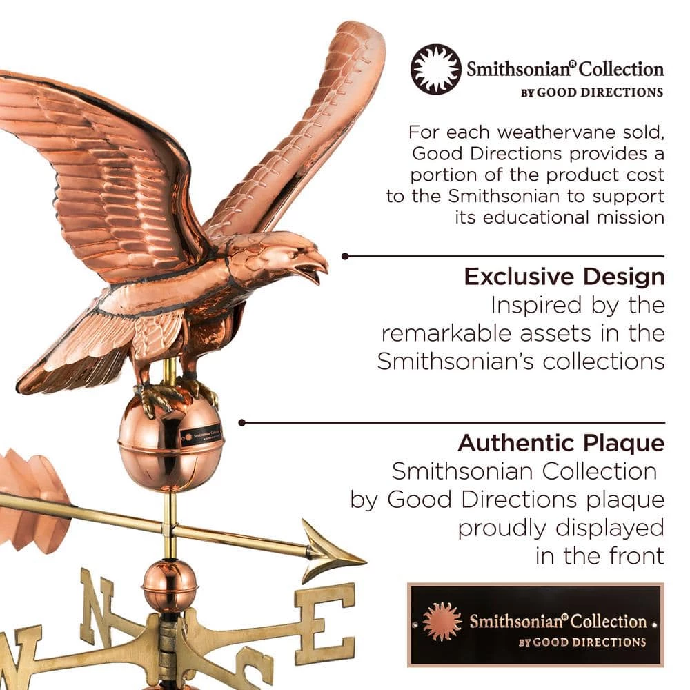 Good Directions Smithsonian Eagle Weathervane - Pure Copper 8 Good Directions Smithsonian Eagle Weathervane - Pure Copper - Image 6