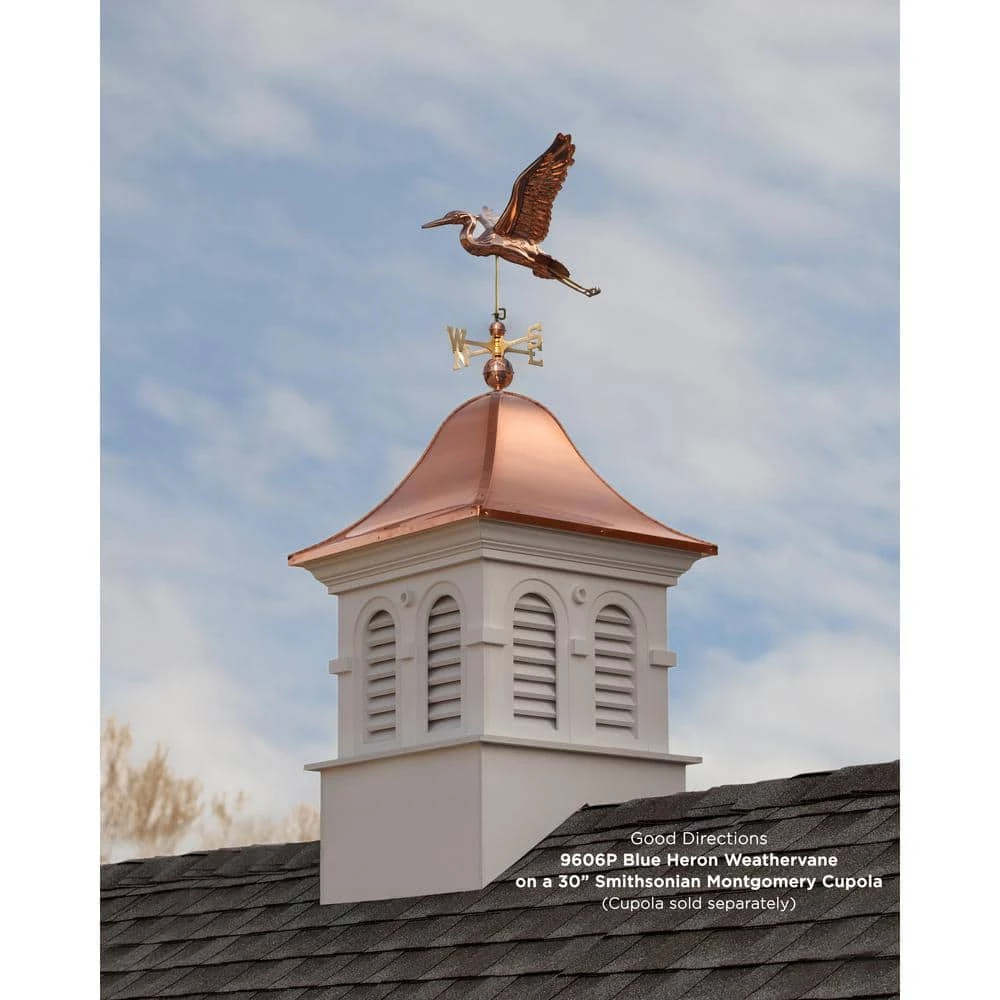 Good Directions Blue Heron Weathervane - Pure Copper 9 Good Directions Blue Heron Weathervane - Pure Copper - Image 7