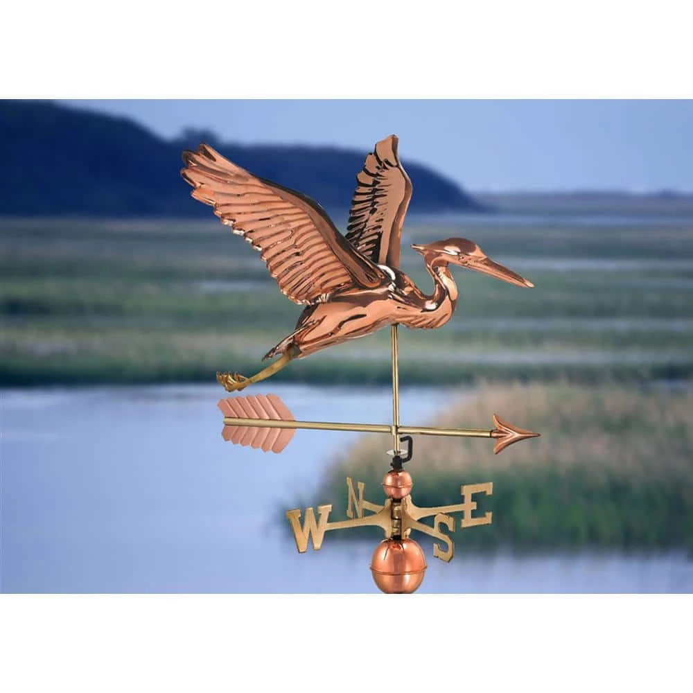 Good Directions Blue Heron with Arrow Weathervane-Pure Copper 7 Good Directions Blue Heron with Arrow Weathervane-Pure Copper - Image 5