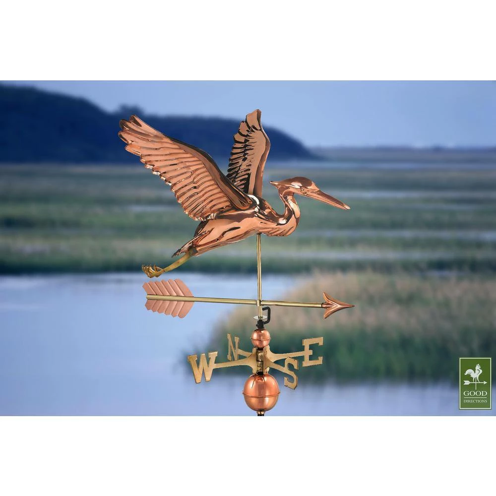Good Directions Blue Heron with Arrow Weathervane-Pure Copper 5 Good Directions Blue Heron with Arrow Weathervane-Pure Copper - Image 3