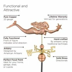 Good Directions Mermaid with Starfish Weathervane - Pure Copper -Cheap Good Directions Store good directions weathervanes 966p c3 1000