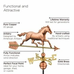 Good Directions Trotting Horse Weathervane - Pure Copper -Cheap Good Directions Store good directions weathervanes 967p c3 1000