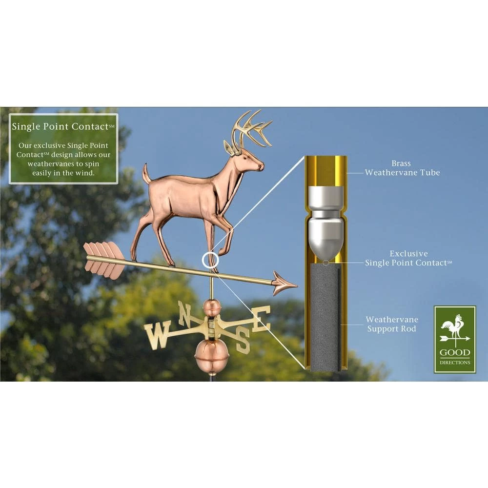 Good Directions White Tail Buck Weathervane - Pure Copper 6 Good Directions White Tail Buck Weathervane - Pure Copper - Image 4