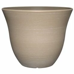 Classic Home & Garden Honeysuckle 13 in. Grained Beige Resin Planter