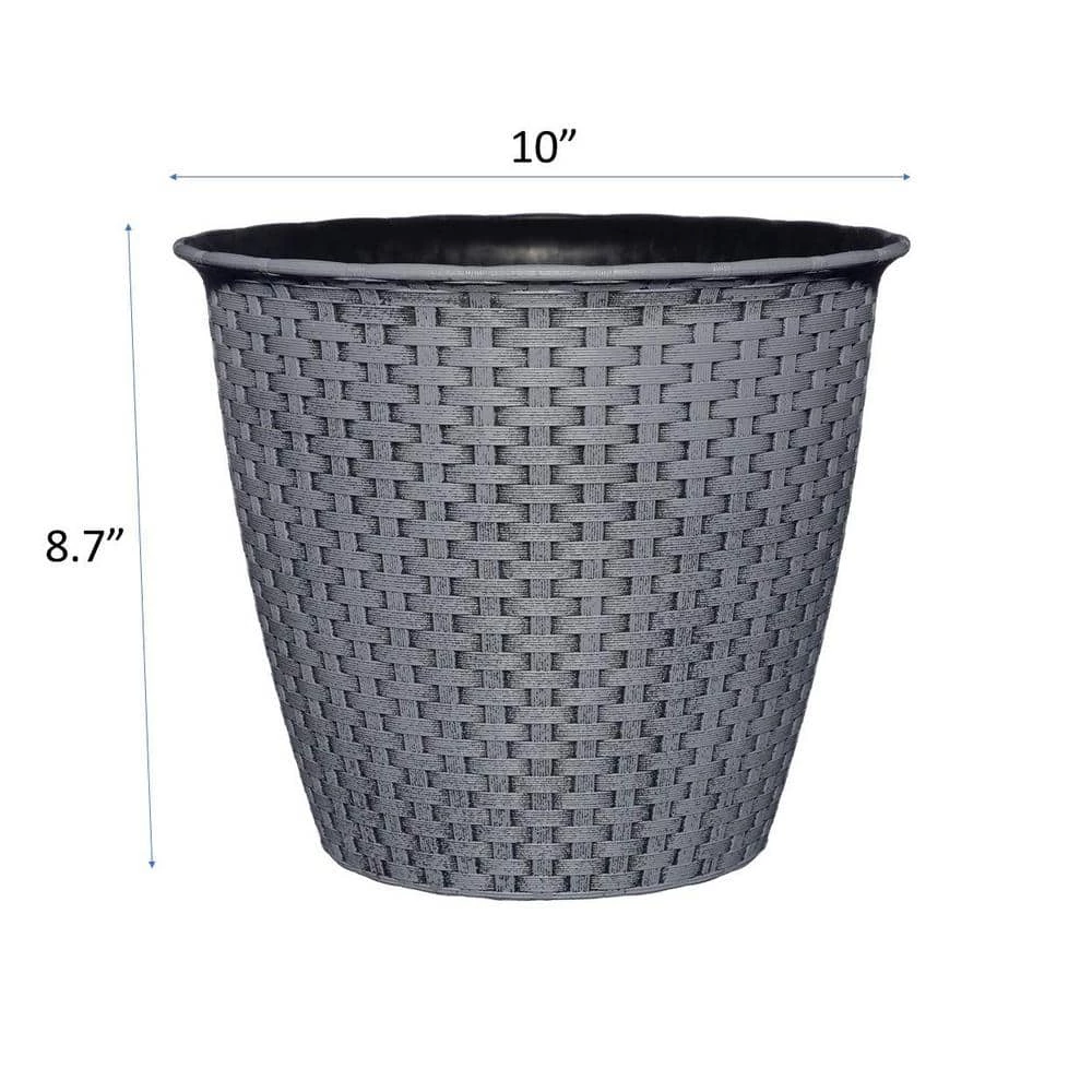 Classic Home & Garden Nantucket 10 in. Harbor Gray Resin Planter 6 Classic Home & Garden Nantucket 10 in. Harbor Gray Resin Planter - Image 4