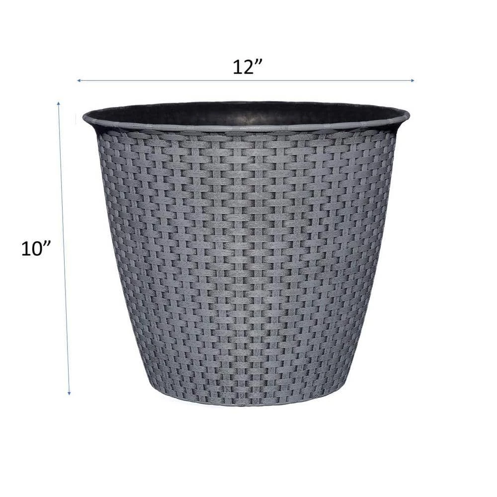 Classic Home & Garden Nantucket 12 in. Harbor Gray Resin Planter 6 Classic Home & Garden Nantucket 12 in. Harbor Gray Resin Planter - Image 4