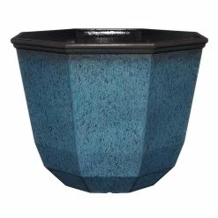Classic Home & Garden 15 in. Indigo Speckle Shaina Resin Planter