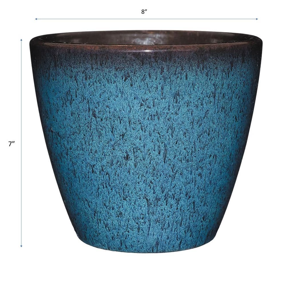Classic Home & Garden Vogue 8 in. Indigo Speckle Resin Planter 6 Classic Home & Garden Vogue 8 in. Indigo Speckle Resin Planter - Image 4