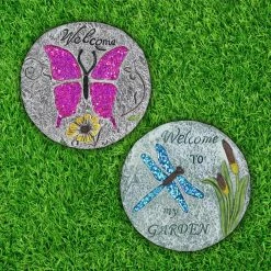 Exhart Dragonfly and Butterfly 9.65 in. x 0.79 in. x 9.65 in. Fliers Resin Step Stone (Set of 2 ) 13 Exhart Dragonfly and Butterfly 9.65 in. x 0.79 in. x 9.65 in. Fliers Resin Step Stone (Set of 2 ) -Cheap Good Directions Store multicolor exhart stepping stones 70394 rs 31 1000