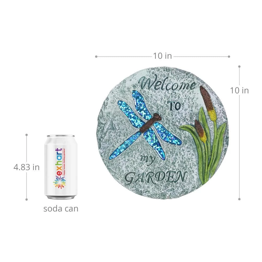 Exhart Dragonfly and Butterfly 9.65 in. x 0.79 in. x 9.65 in. Fliers Resin Step Stone (Set of 2 ) 5 Exhart Dragonfly and Butterfly 9.65 in. x 0.79 in. x 9.65 in. Fliers Resin Step Stone (Set of 2 ) - Image 3