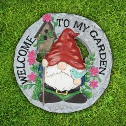 Exhart Welcome to my Garden Gnome Hand Painted 9.88 in. x 9.72 in. x 1.18 in. Welcome Garden Birdhouse Resin Step Stone 15 Exhart Welcome to my Garden Gnome Hand Painted 9.88 in. x 9.72 in. x 1.18 in. Welcome Garden Birdhouse Resin Step Stone -Cheap Good Directions Store multicolor exhart stepping stones 72937 rs 31 1000