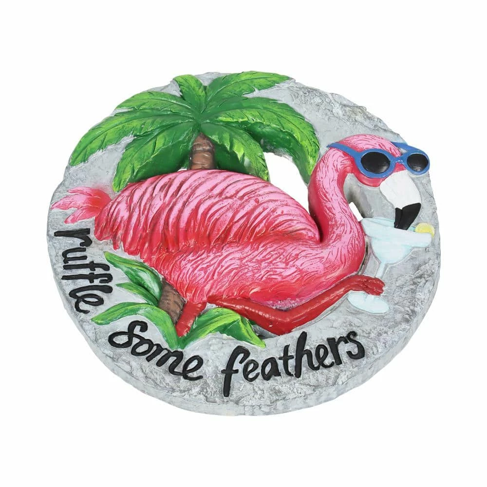 Exhart Flamingo with Ruffle Some Feathers Message Hand Painted 10.12 in. x 9.84 in. x 1.14 in. Resin Step Stone 6 Exhart Flamingo with Ruffle Some Feathers Message Hand Painted 10.12 in. x 9.84 in. x 1.14 in. Resin Step Stone - Image 4