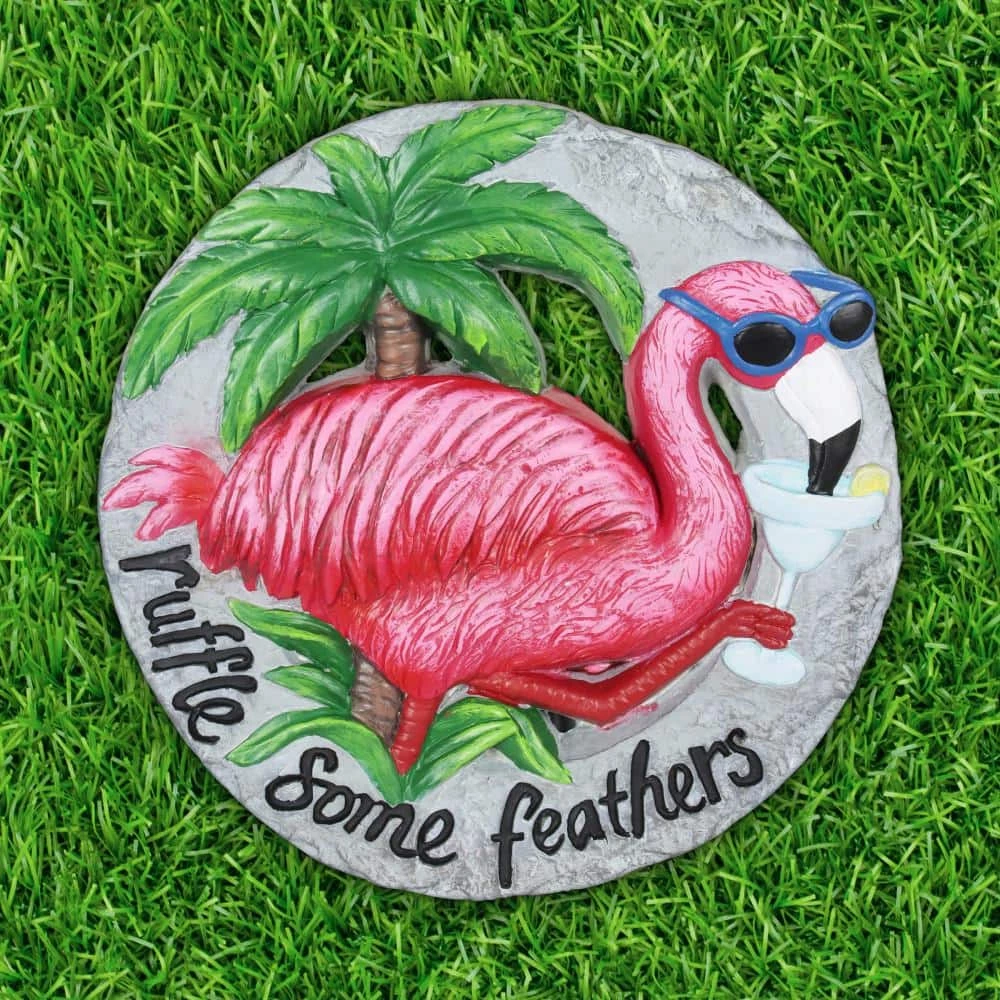 Exhart Flamingo with Ruffle Some Feathers Message Hand Painted 10.12 in. x 9.84 in. x 1.14 in. Resin Step Stone 10 Exhart Flamingo with Ruffle Some Feathers Message Hand Painted 10.12 in. x 9.84 in. x 1.14 in. Resin Step Stone - Image 8