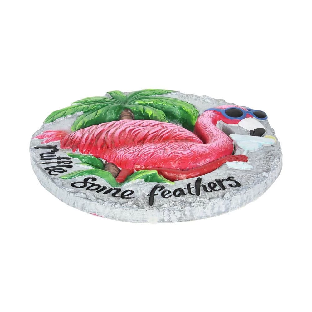 Exhart Flamingo with Ruffle Some Feathers Message Hand Painted 10.12 in. x 9.84 in. x 1.14 in. Resin Step Stone 7 Exhart Flamingo with Ruffle Some Feathers Message Hand Painted 10.12 in. x 9.84 in. x 1.14 in. Resin Step Stone - Image 5