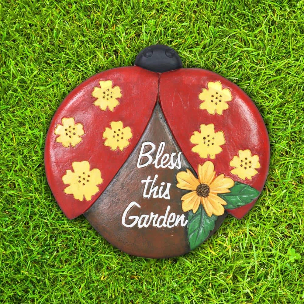 Exhart Ladybug Bless This Garden 9.45 in. x 9.06 in. x 0.91 in. Ladybug Magnesium Step Stone 8 Exhart Ladybug Bless This Garden 9.45 in. x 9.06 in. x 0.91 in. Ladybug Magnesium Step Stone - Image 6