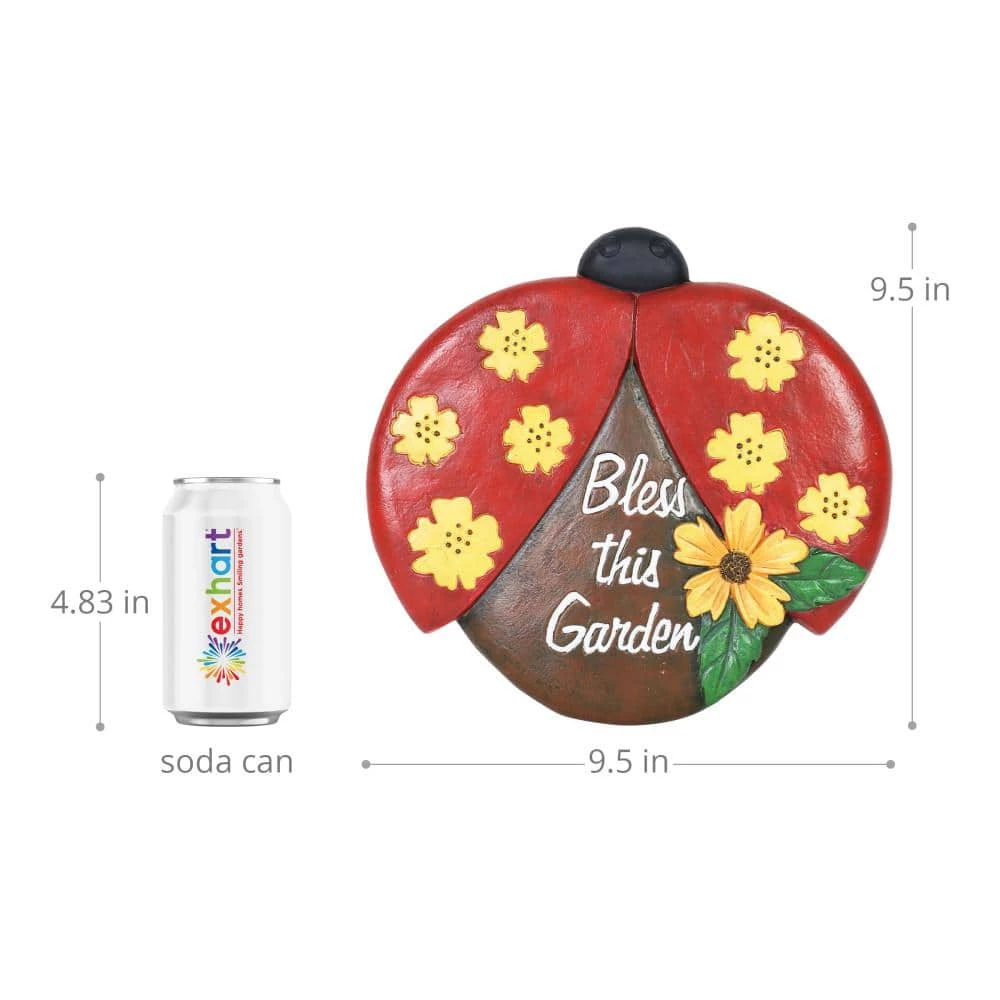 Exhart Ladybug Bless This Garden 9.45 in. x 9.06 in. x 0.91 in. Ladybug Magnesium Step Stone 5 Exhart Ladybug Bless This Garden 9.45 in. x 9.06 in. x 0.91 in. Ladybug Magnesium Step Stone - Image 3