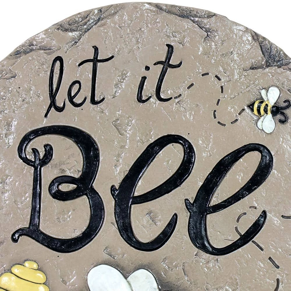 Exhart Let It Bee 9.84 in. x 9.84 in. x 0.87 in. Bee Magnesium Step Stone 4 Exhart Let It Bee 9.84 in. x 9.84 in. x 0.87 in. Bee Magnesium Step Stone - Image 2